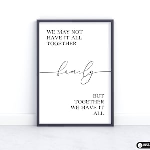 Family Quote Art Print: Black and White Home Decor (Digital Download)