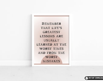 Life Lessons Learned Poster: Modern Inspiration Art (Digital Download)