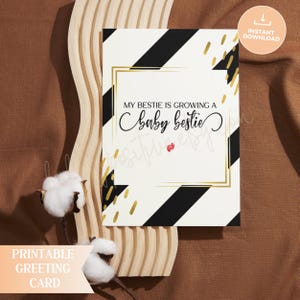Carte imprimable Bestie Baby Bestie, carte de grossesse, carte d'ami en attendant, félicitations pour baby shower, cadeau numérique mignon