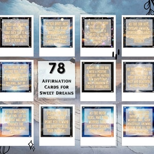 78 Good Night Affirmation Cards , &quot;Soothing Bedtime Thoughts: 78 Affirmation Cards for Sweet Dreams&quot; , Printable Cards , Self Love Cards