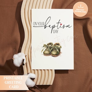 Zur Taufe, Baby-Segenskarte, Baby-Segenskarte, entzückendes Babyschuh-Design, religiöses Geschenk digital
