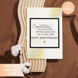 Divertente biglietto di auguri stampabile per anniversario per marito, biglietto di congratulazioni, biglietto di auguri per un altro anno, regalo digitale per marito