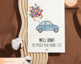 New Driver Card: Car & Balloons Congratulations (Digital Download)