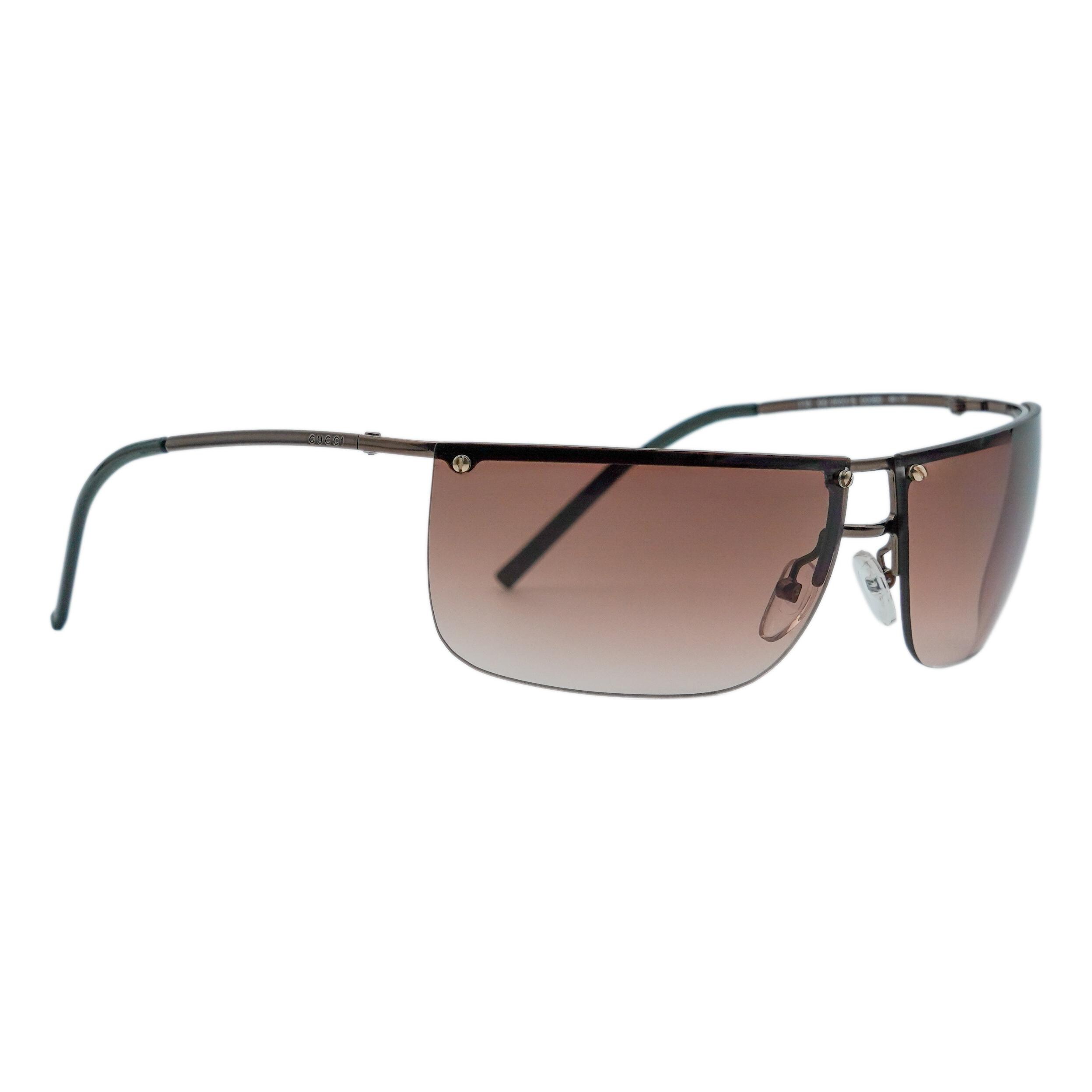 Vintage Gucci GG 2653 Brown Half Rimless Logo Sunglasses - Etsy