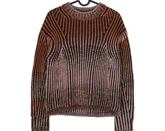 Acne Studios Brown Wool Blend Chunky Knit Crewneck Sweater