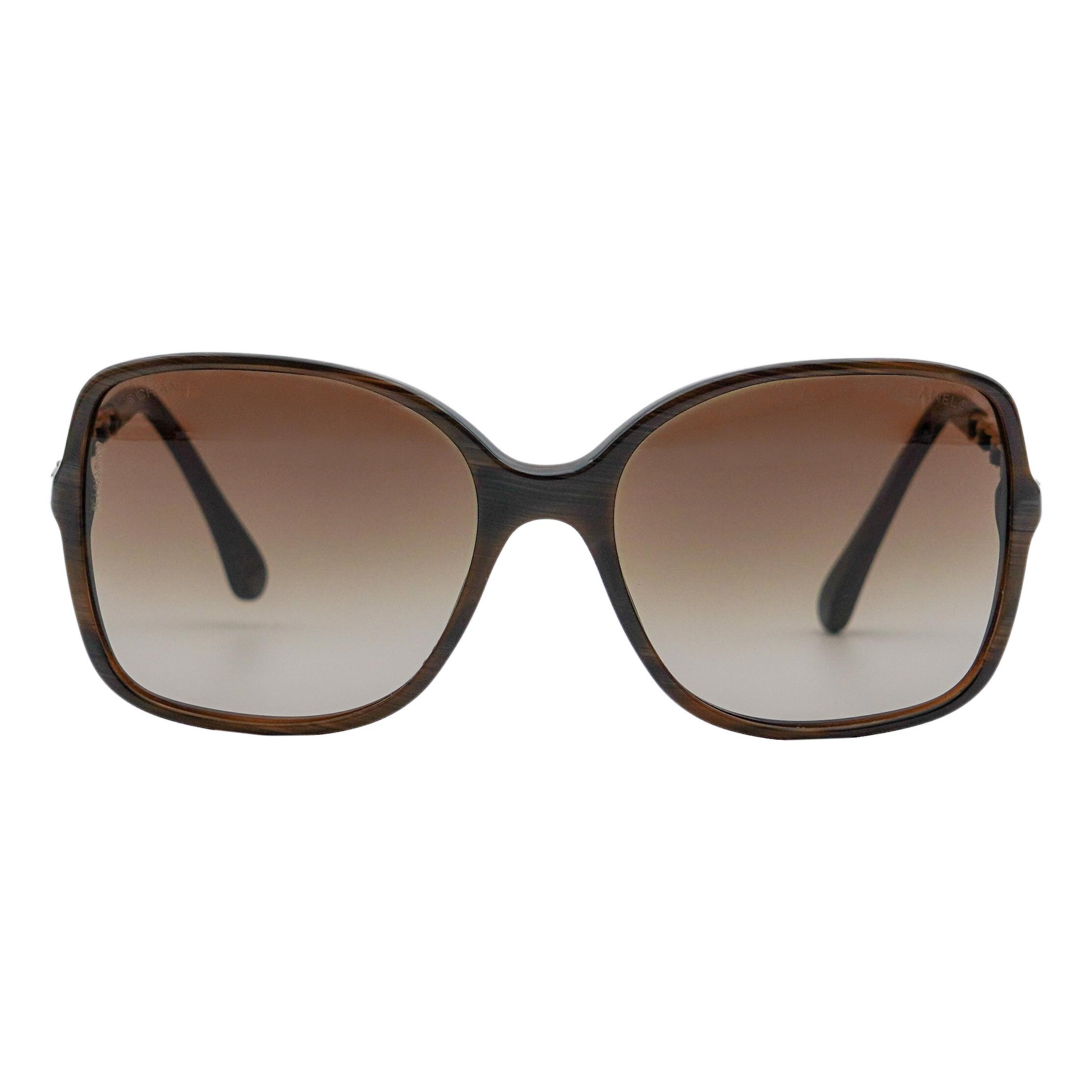 Chanel 5210-Q Brown Oversized Gold Chain Logo Sunglasses - Etsy