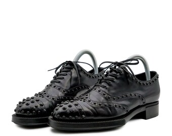 Iconic Prada Women's Studded Leather Brogue Dress Shoes