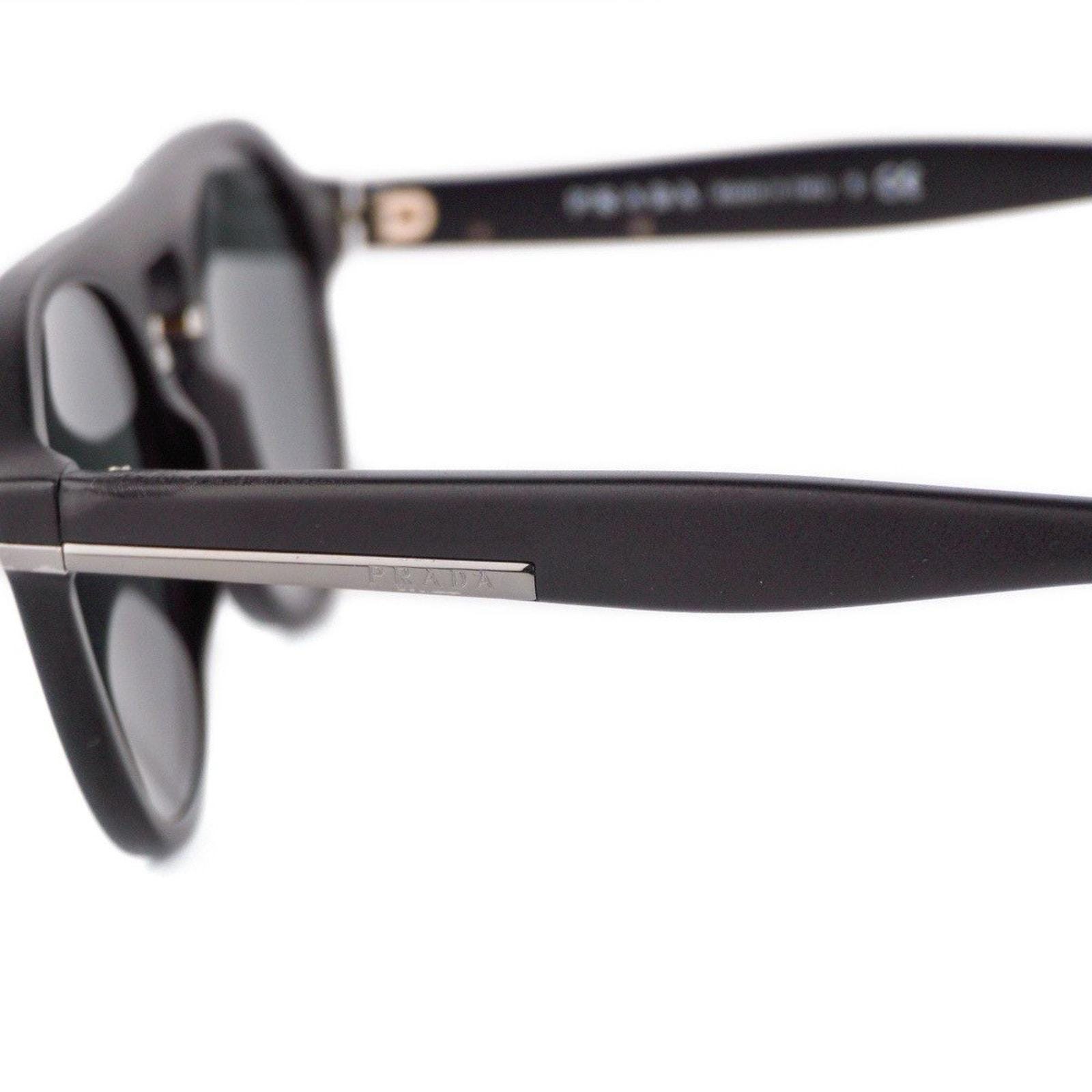 Prada SPR 09P Silver Logo Sport Black Aviator Sunglasses Etsy UK