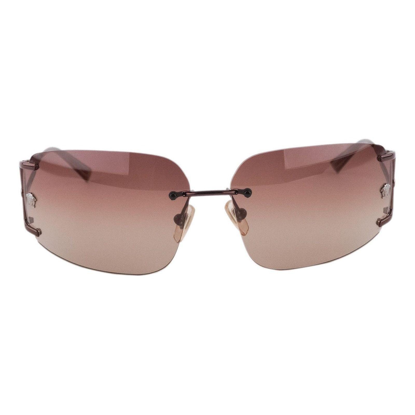 Versace MOD.2026 Medusa Logo Rimless Greca Bronze Sunglasses - Etsy