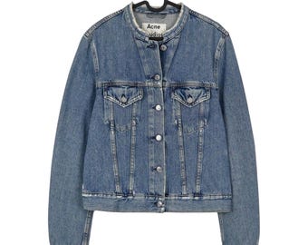 Acne Studios Top Ind Fray SS16 Blue Distressed Denim Jacket