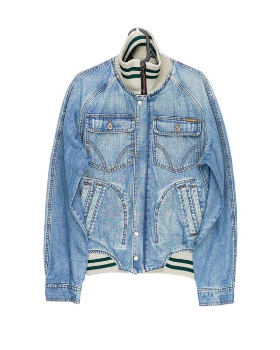 Buy Dolce Gabbana SS2005 DG Logo Light Blue Denim Bomber Jacket 