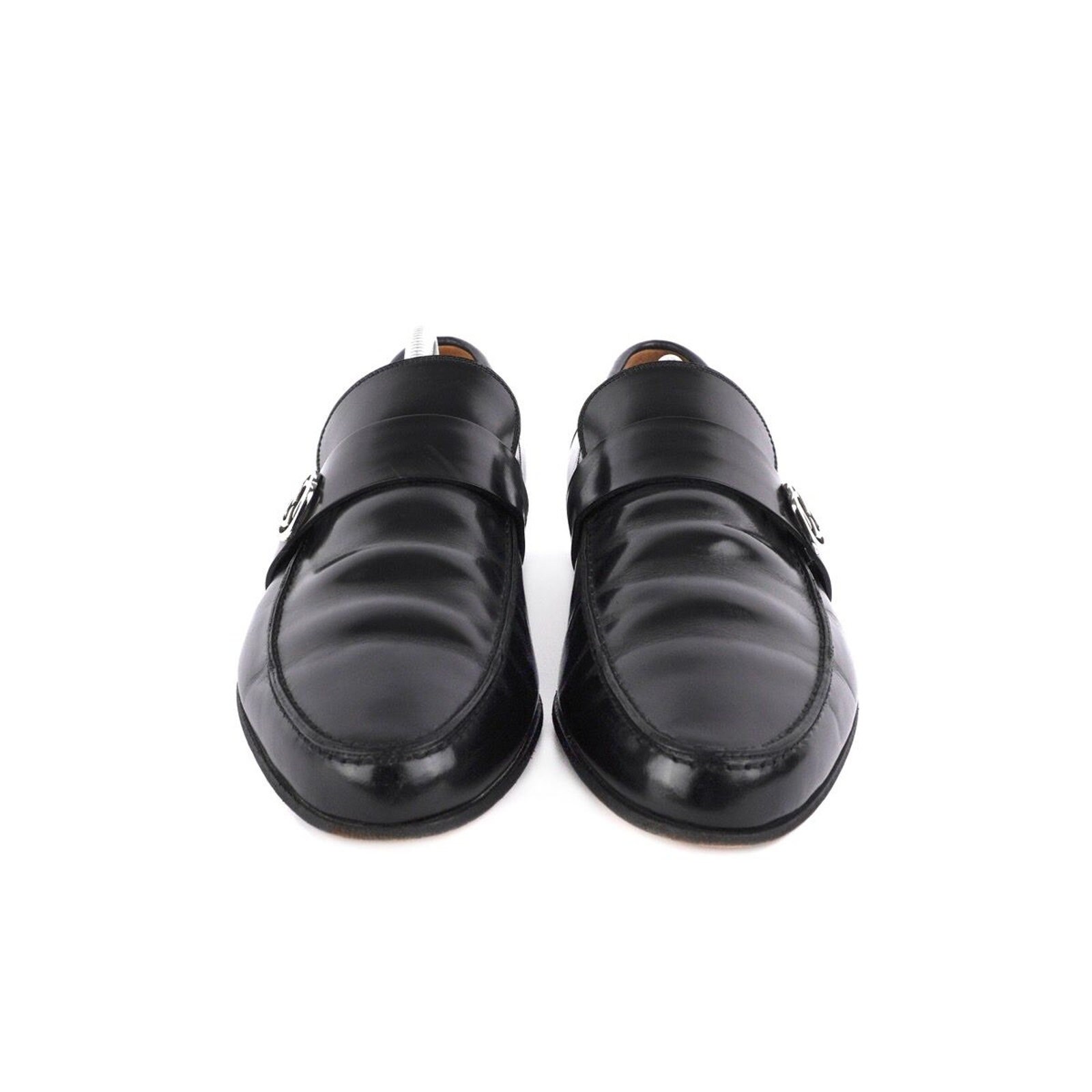 VIP【関税送料無料】希少 GUCCI BLACK LEATHER FLATS Gucci Men's Leather Loafers Size 8 UK