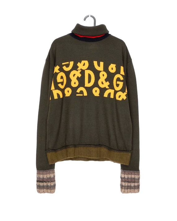 Vintage 90's Dolce Gabbana DG Logo Wool Turtleneck Sweater