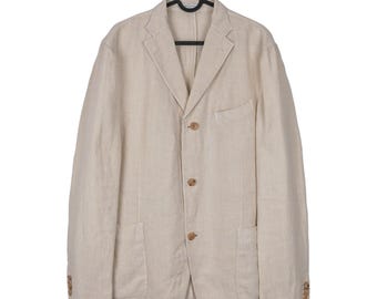 Boglioli Beige Linen Open Weave Tailored Blazer K Jacket