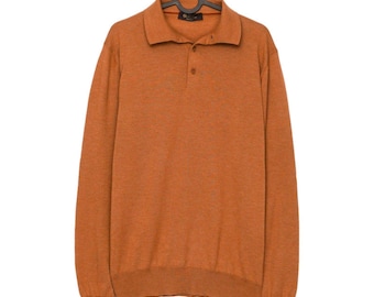 Loro Piana Melange Light Brown Knit Virgin Wool Polo Sweater
