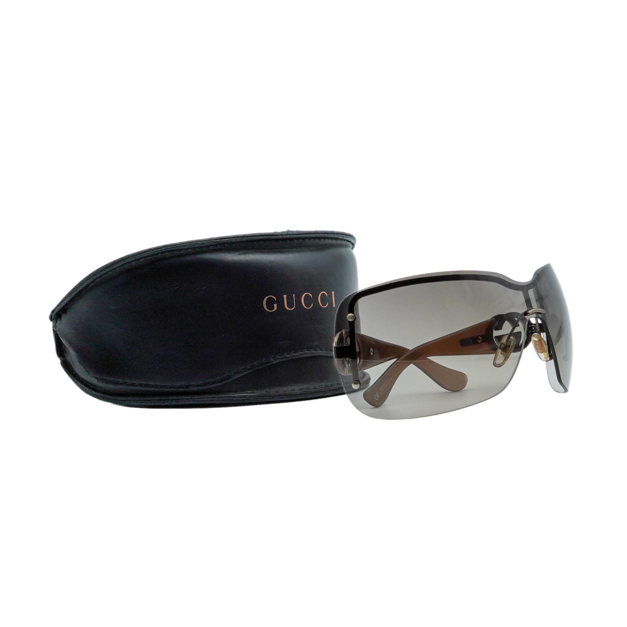 Gucci GG2797/S Shield‎ Sunglasses Brown Gradient Oversized Rimless GG Logo Italy Vintage gucci gg 2797 brown gradient shield logo sunglasses main image 2
