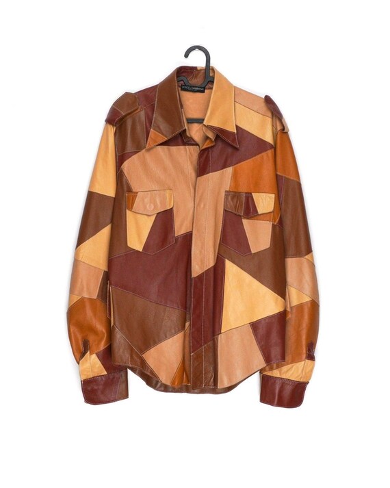 Vintage Archive Dolce Gabbana Patchwork Goat Leather Jacket - Etsy