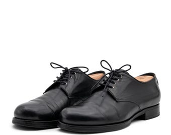 Vintage Prada Men’s Black Calf Smooth Leather Derby Shoes