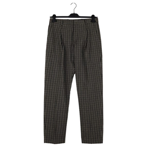 Acne Studios, Vintage Acne Studios Brown Grey Plaid Wool Blend Pleated Trousers Tailored Straight Leg Mid Rise Mens Scandinavian Tailoring Check Pants