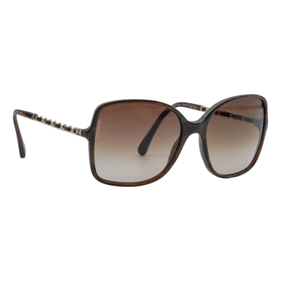 Chanel 5210-Q Brown Oversized Gold Chain Logo Sunglasses - Etsy