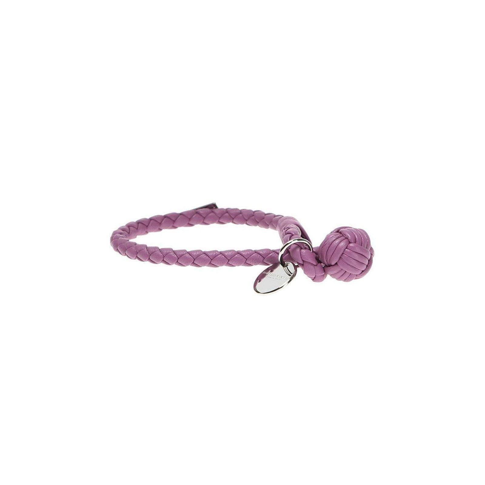 Bottega Veneta Intrecciato Leather Braided Purple Bracelet  display picture 3