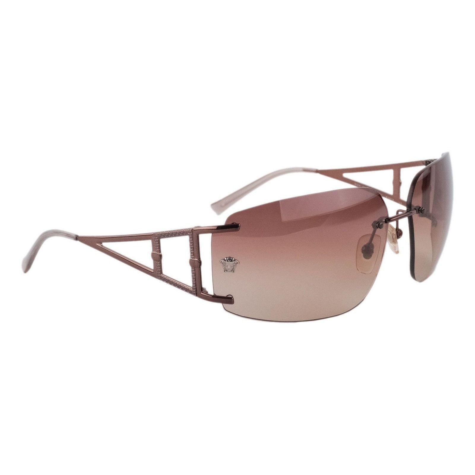 Versace MOD.2026 Medusa Logo Rimless Greca Bronze Sunglasses - Etsy