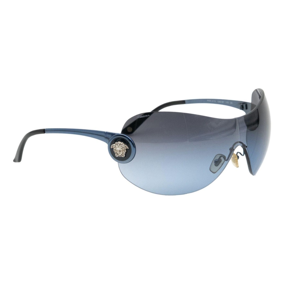 Vintage Versace Medusa Silver Logo Blue Shield Sunglasses - Etsy display picture 2