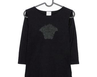 Vintage Versace Medusa Logo Black Top Blouses Shirt