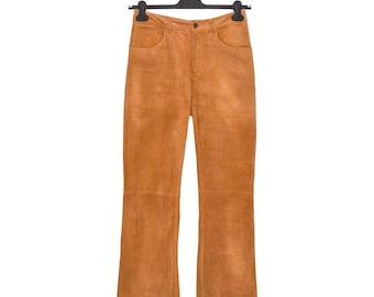 Pantalones Levi's vintage de cuero genuino con logo rojo y corte acampanado