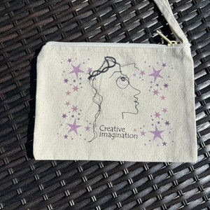 Piccola custodia con cerniera, immaginazione creativa, design minimalista con disegno lineare, perfetta per cosmetici, trucco, matite, accessori essenziali