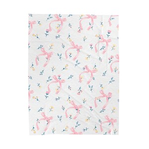 Manta de terciopelo Coquette, decoración de lazo rosa, manta femenina de estilo cottagecore imagen 4