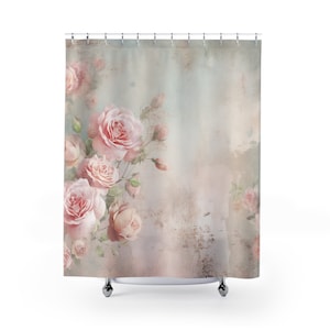 Shower Curtains, Shabby Chic Decor, French Farmhouse, Coastal, Cabbage Cottage Rose Bathroom ideas, Bohemian rose decor, vintage inspired