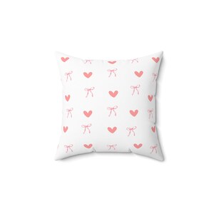 Coquette Valentine throw pillow, Coquette decor inspired, Valentine heart pillow, coquette bows, cute home decor, Coquette pillow decor