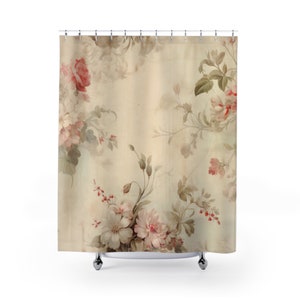 Shower Curtains, Shabby Chic Decor, French Farmhouse, Coastal, Cabbage Cottage Rose Bathroom ideas, Bohemian rose decor, vintage inspired