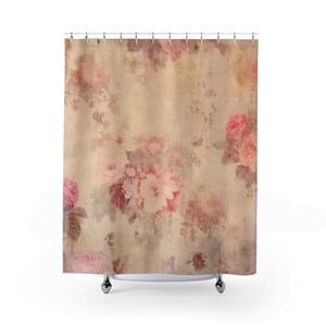 Shower Curtains, Shabby Chic Decor, French Farmhouse, Coastal, Cabbage Cottage Rose Bathroom ideas, Bohemian rose decor, vintage inspired