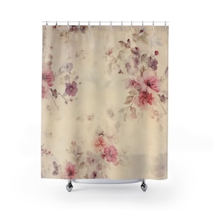 Shower Curtains, Shabby Chic Decor, French Farmhouse, Coastal, Cabbage Cottage Rose Bathroom ideas, Bohemian rose decor, vintage inspired