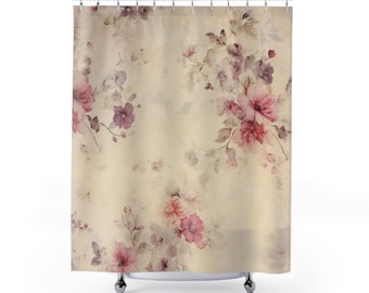 ヴィンテージローズのシャワーカーテン：シャビーシックなフレンチ