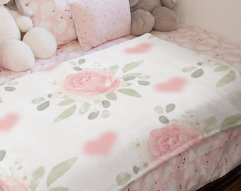Manta de terciopelo con estampado floral, manta con lazo rosa, decoración cottagecore femenina