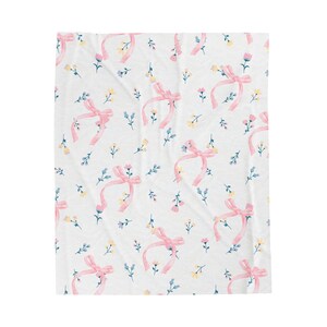 Manta de terciopelo Coquette, decoración de lazo rosa, manta femenina de estilo cottagecore imagen 5