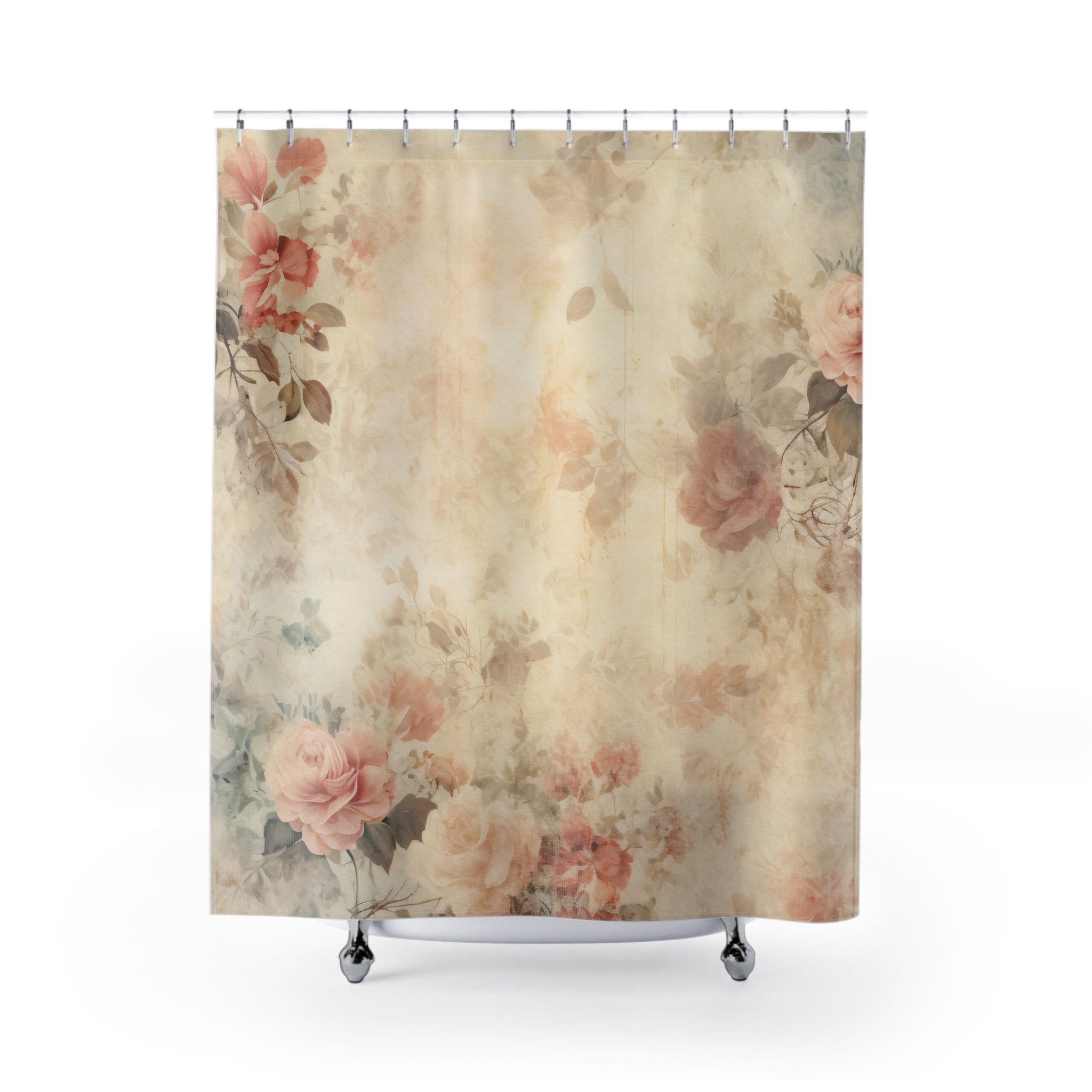 Shower Curtains, Shabby Chic Decor, French Farmhouse, Coastal, Cabbage Cottage Rose Bathroom ideas, Bohemian rose decor, vintage inspired
