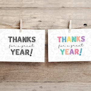 Biglietto di ringraziamento stampabile per un anno fantastico, ringraziamento per l'insegnante, biglietto di ringraziamento, biglietto di fine scuola stampabile, idea regalo per l'insegnante, biglietto per il personale scolastico