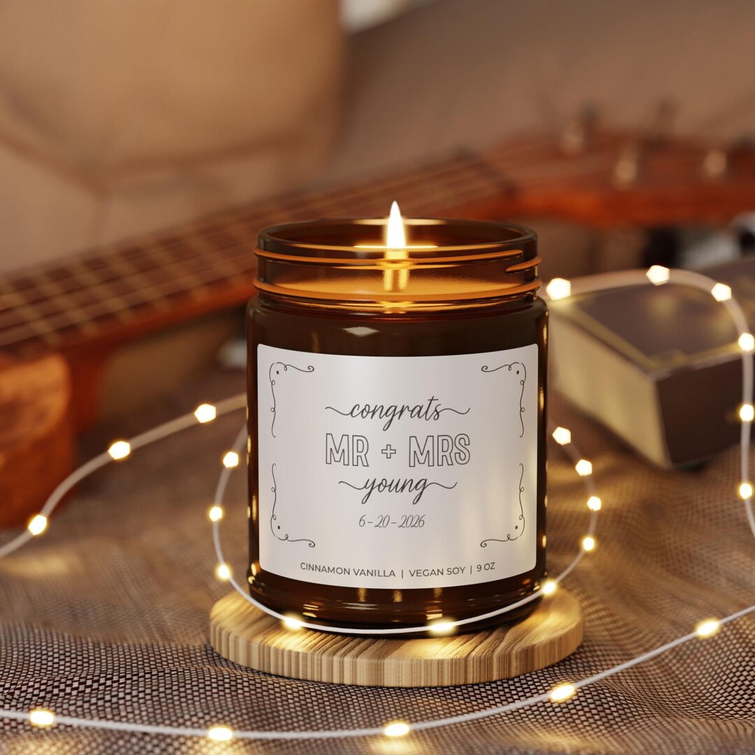 Custom Mr + Mrs Candle With Name and Date, Personalized Wedding Gift in ...