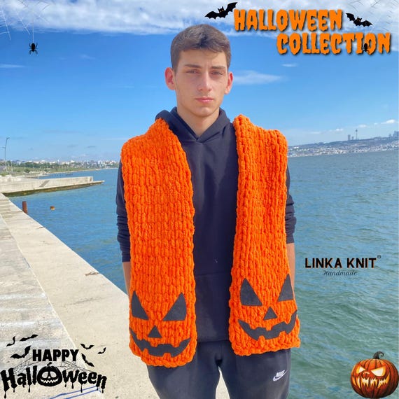 Handmade Halloween Scarf,pumpkin Scarf,halloween Collection Piece