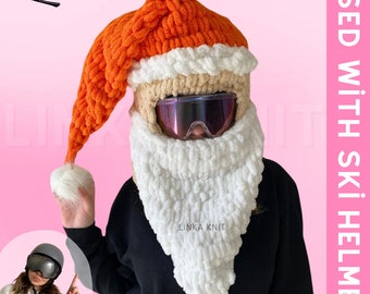 Santa Claus Balaclava | Santa Claus Ski Mask | Helmet Protector, Balaclava With Helmet, Custom Balaclava, | Christmas Balaclava