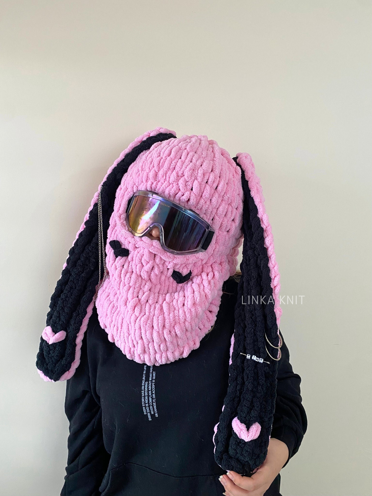 Bunny Heart Ear Ski Mask,handmade Ski Mask,ski Helmet Mask