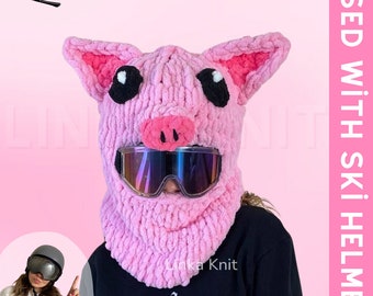 Pig Ski Mask & Balaclava, Pig Handmade Ski Mask,Ski Helmet Mask,Helmet Protector, Balaclava With Helmet, Custom Balaclava