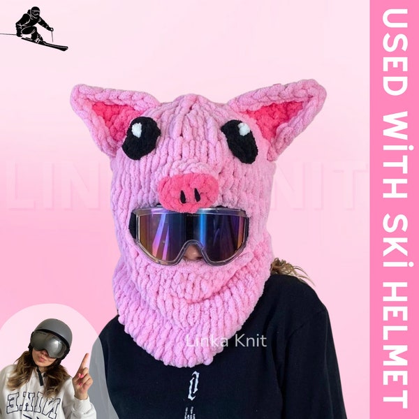 Pig Ski Mask & Balaclava, Pig Handmade Ski Mask,Ski Helmet Mask,Helmet Protector, Balaclava With Helmet, Custom Balaclava