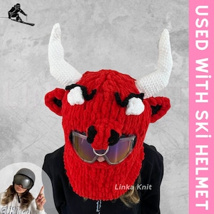 Angry Bull Ski Mask & Balaclava, Handmade Bull Ski Mask,Ski Helmet Mask,Helmet Protector, Balaclava With Helmet, Custom Balaclava