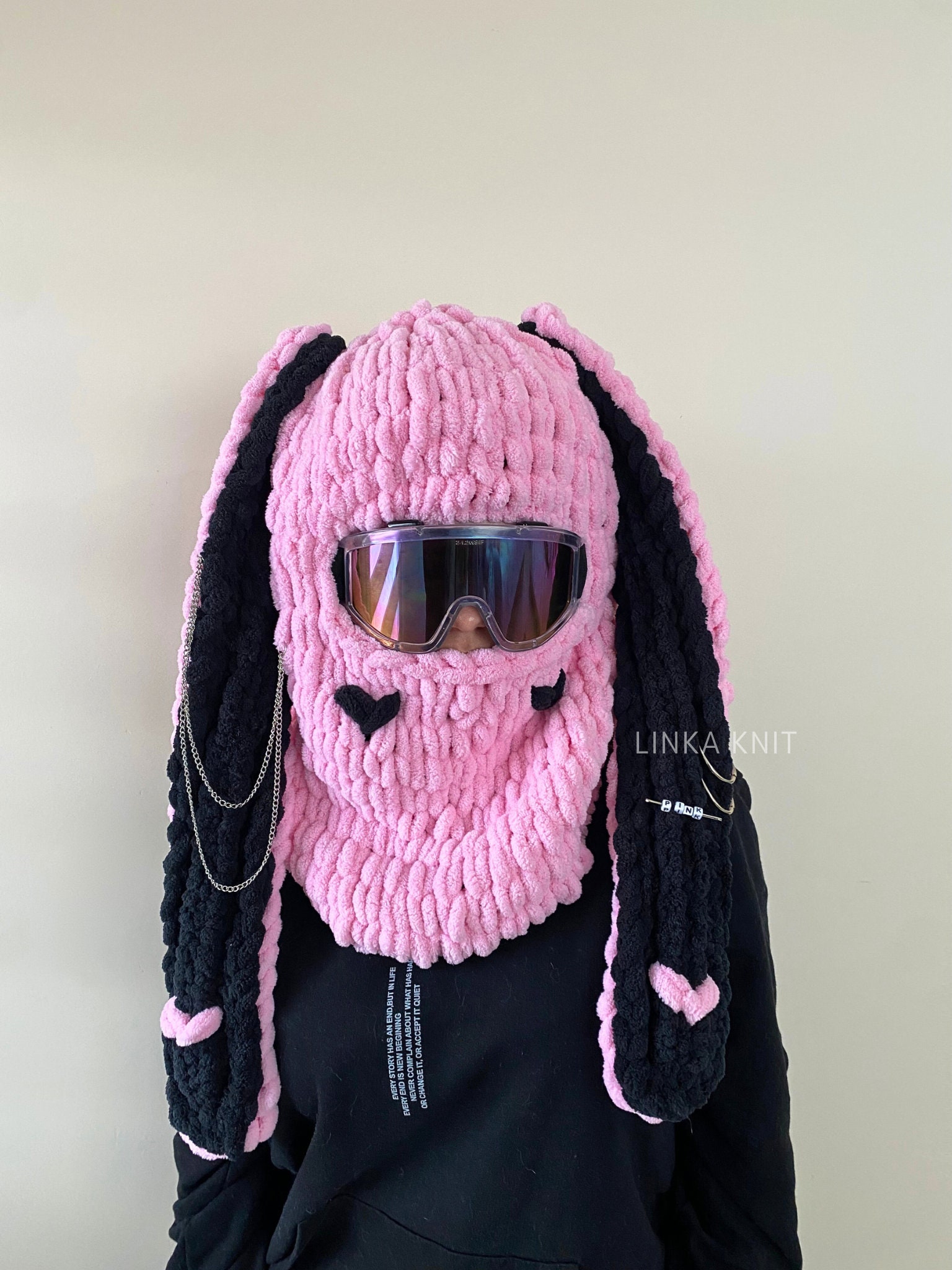 Bunny Heart Ear Ski Mask,handmade Ski Mask,ski Helmet Mask,helmet