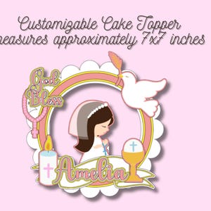 First Holy Communion cake topper- customizable communion decorations - personalized cupcake toppers